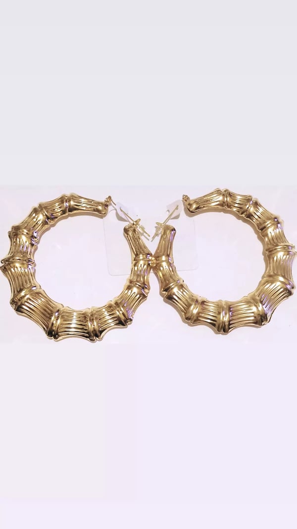 Image of I Love NY Bamboo Hoop Earrings 