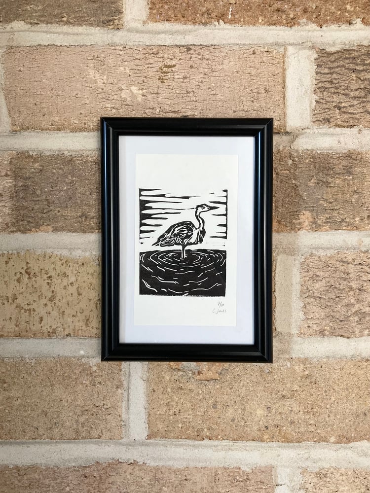 Image of Heron Mini Lino Print 