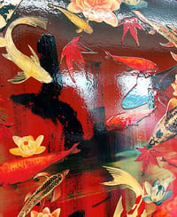 Image 3 of Original Canvas - Koi on Crimson/Black - 60cm x 60cm