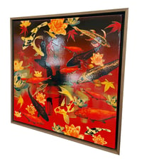 Image 2 of Original Canvas - Koi on Crimson/Black - 60cm x 60cm