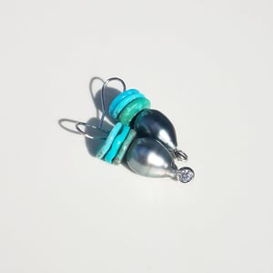 Tahitian Pearl Drops & Turquoise Disc Earrings