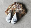 Dendritic Opal Dark Silver Dangle Earrings