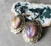 Victorian Style Bronze and Opal Glass Dangle Earrings