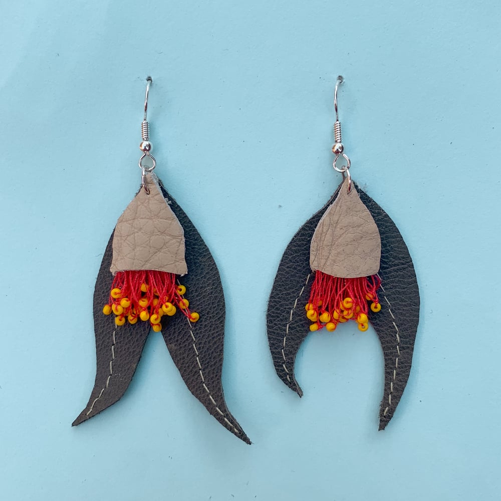 Image of Eucalyptus Leucoxylon Earrings - Recycled Leather