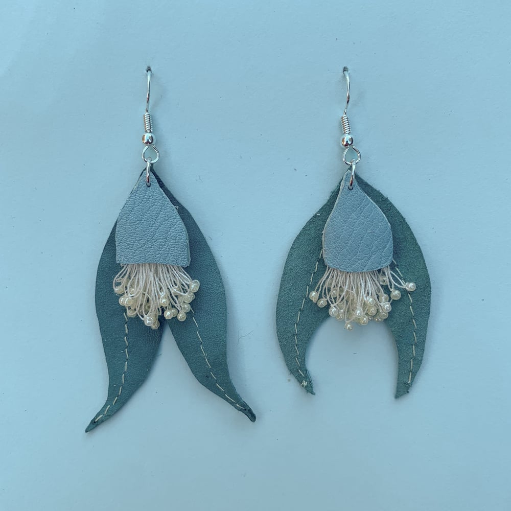 Image of Eucalyptus Tricarpa Earrings - Recycled Leather