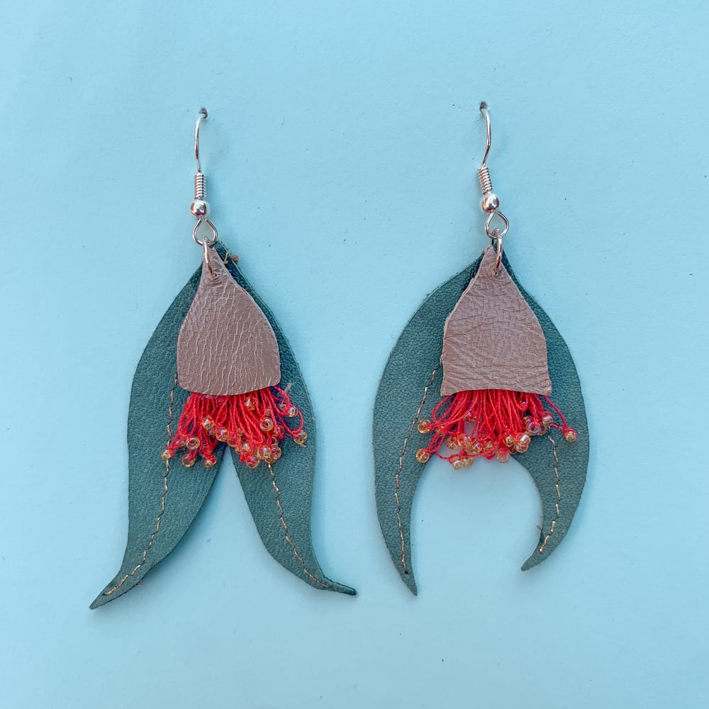 Image of Silver Princess Earrings - Recycled Leather