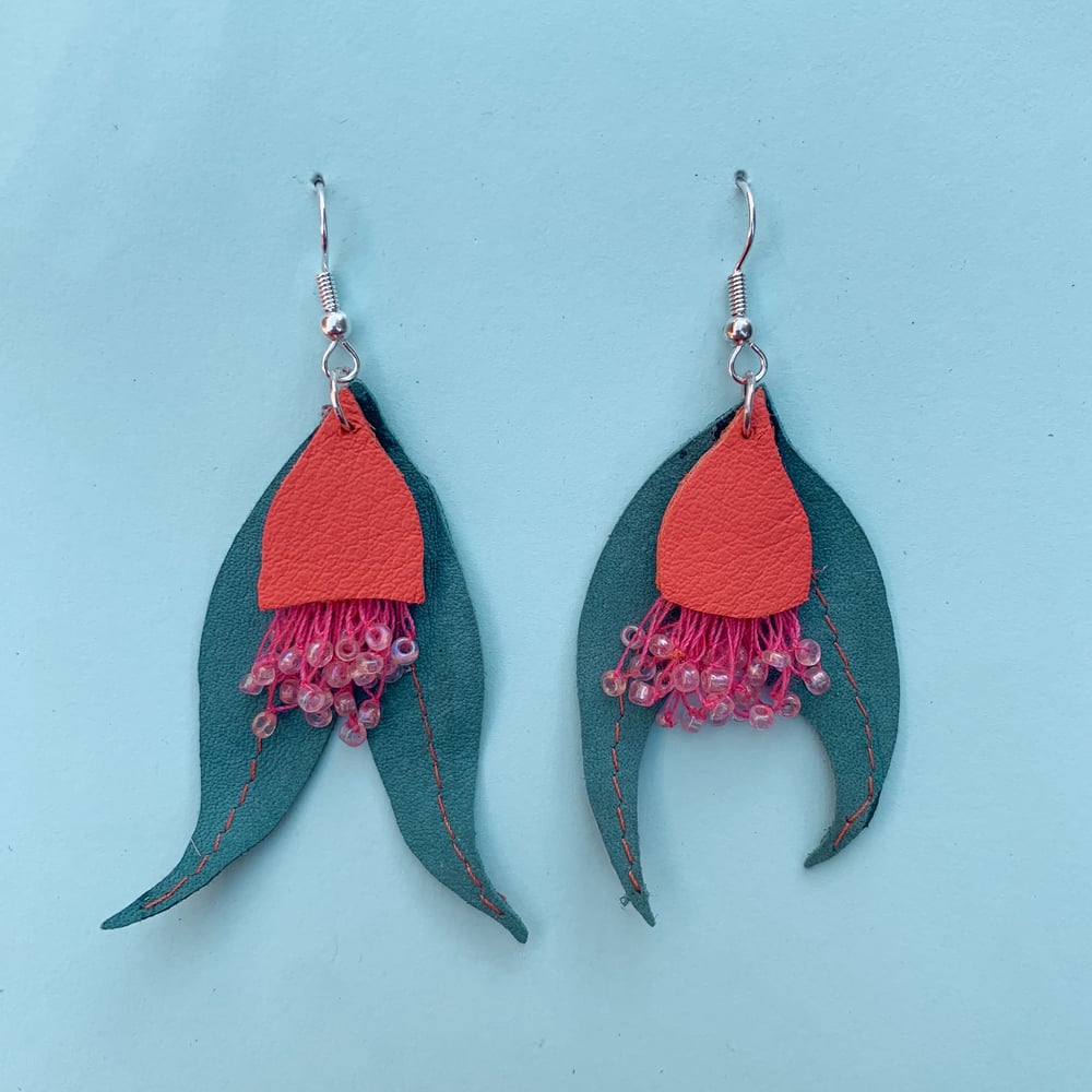 Image of Coral Gum Earrings - Recycled Leather