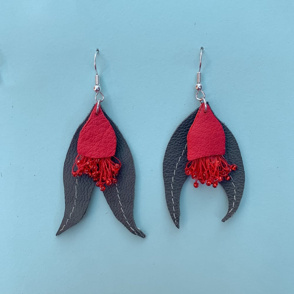Image of Corymbia Ficifolia Earrings - Recycled Leather