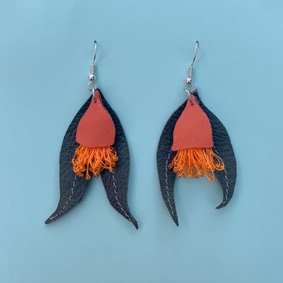 Image of Eucalyptus Prava Earrings - Recycled Leather