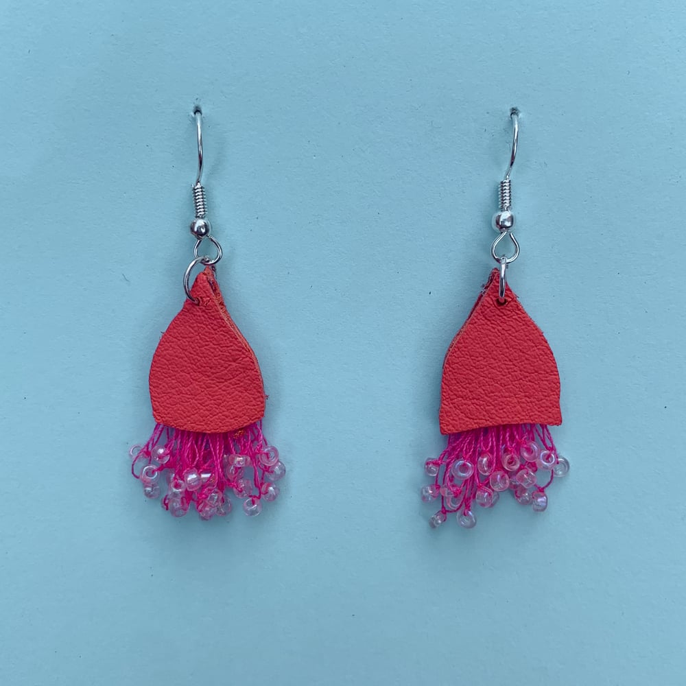 Image of Coral Gum Earrings - Recycled Leather