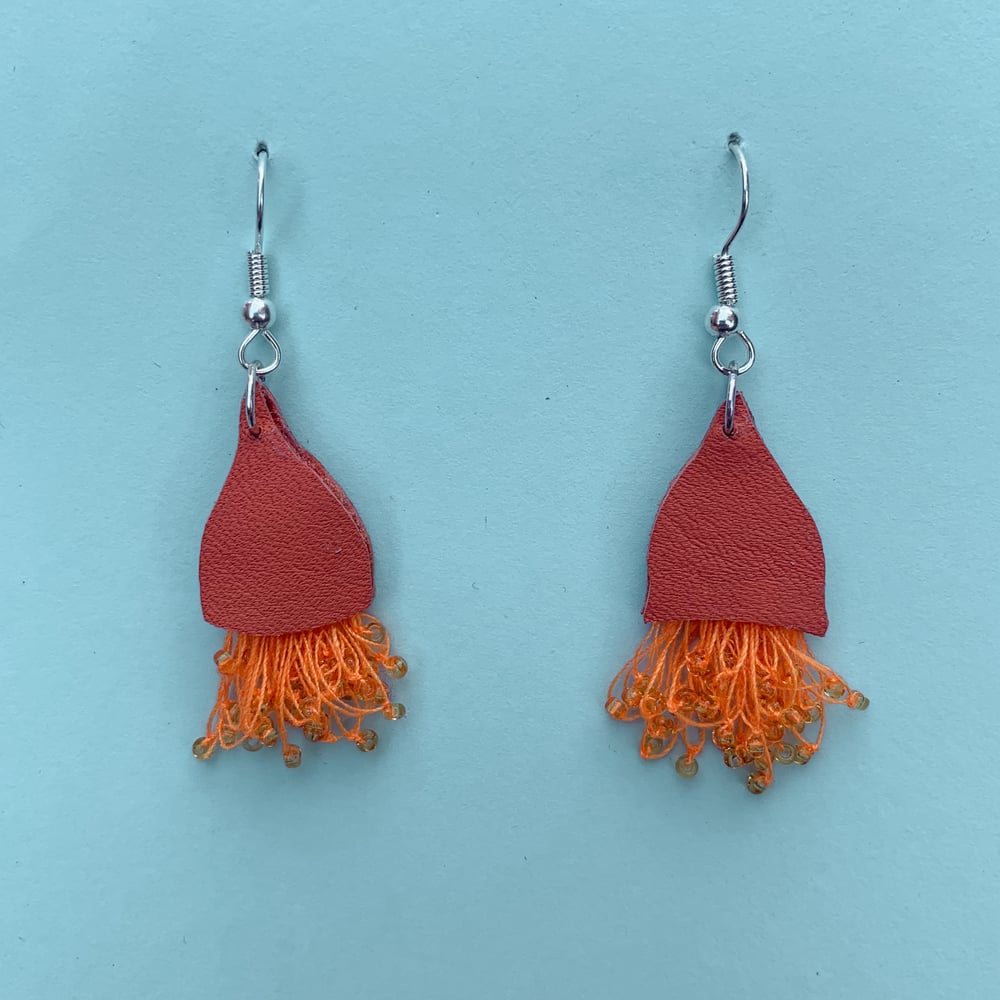 Image of Eucalyptus Prava Earrings - Recycled Leather