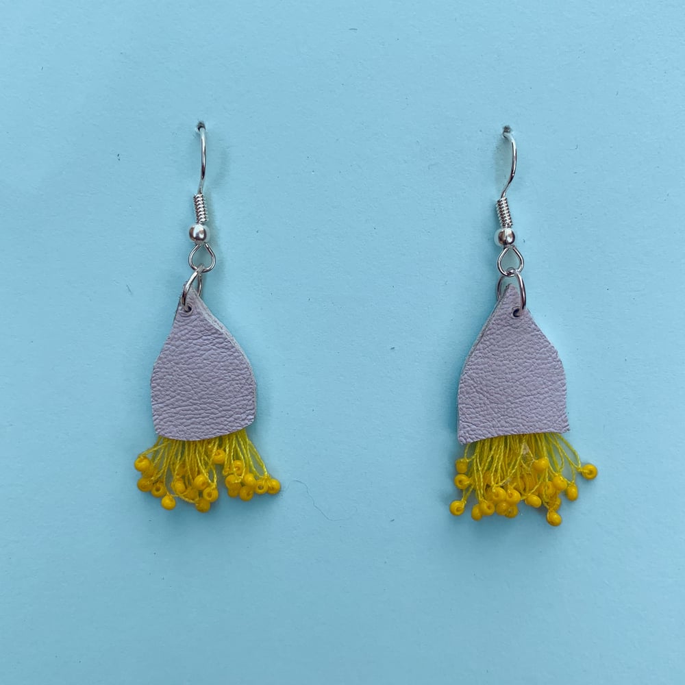 Image of Lemon Flowered Gum Earrings - Recycled Leather