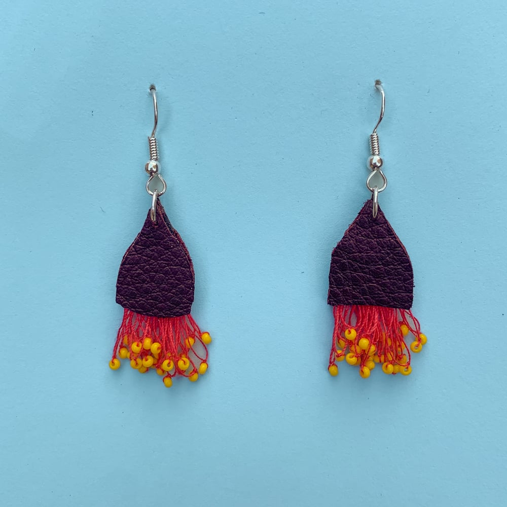 Image of Red Ironbark Earrings - Recycled Leather