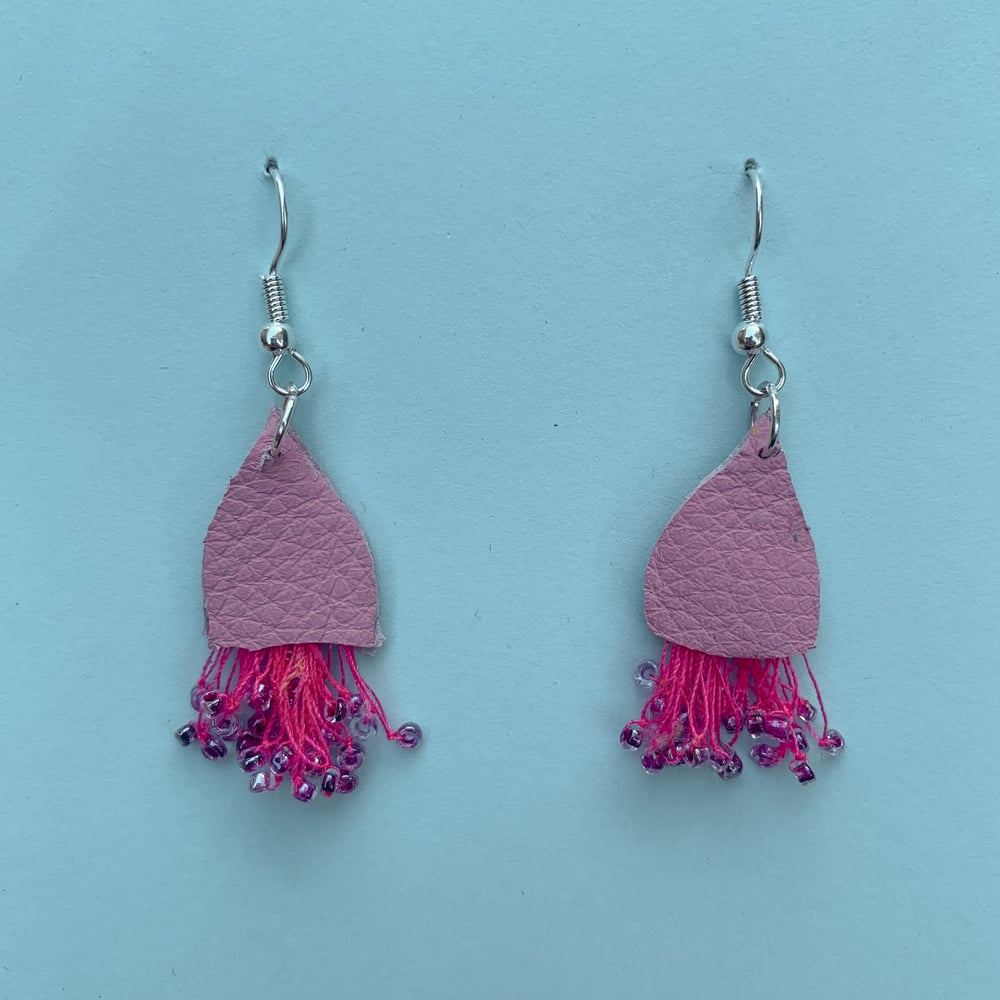 Image of Pink Mugga Ironbark Earrings - Recycled Leather