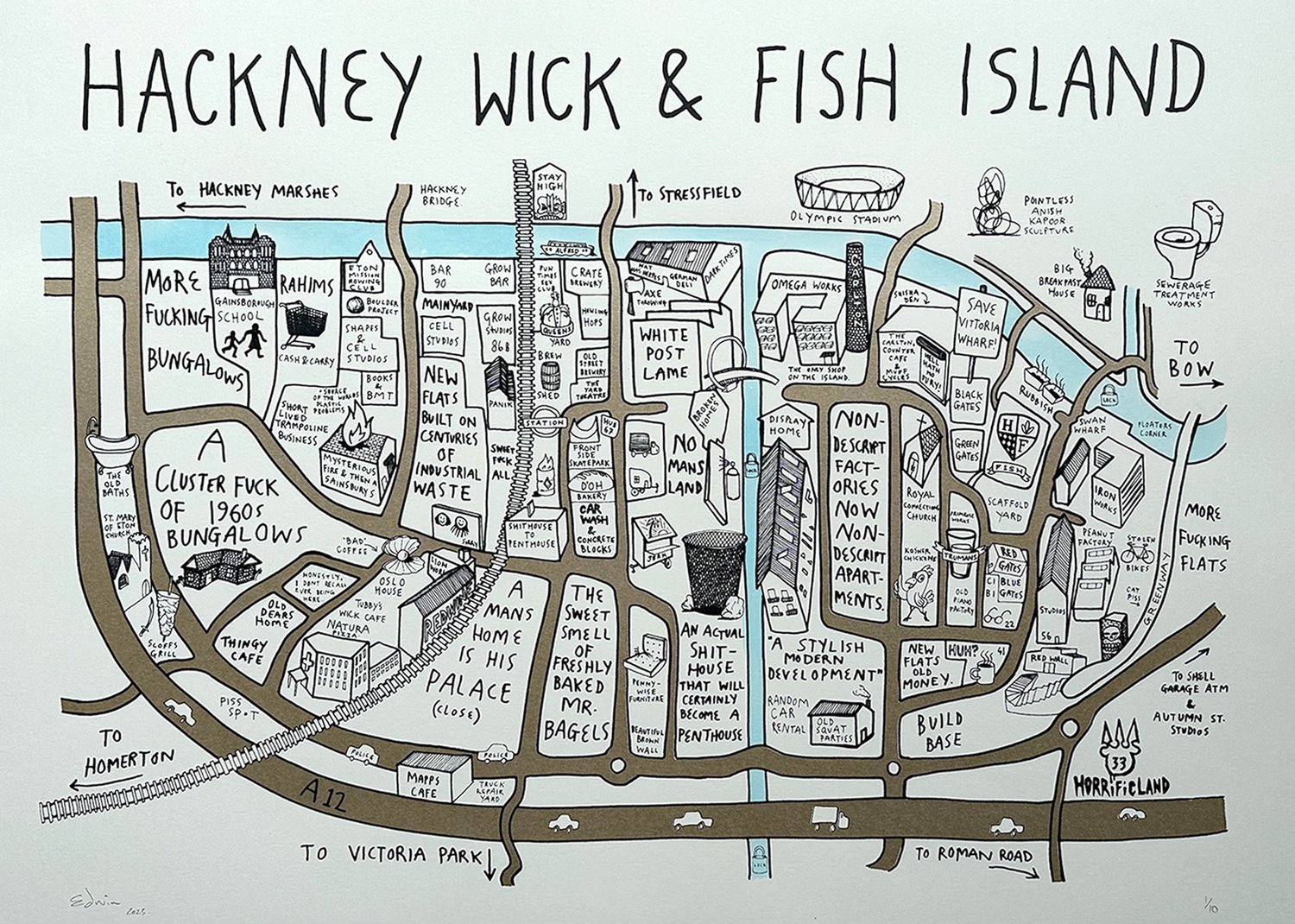 Image of ‘Hackney Wick and Fish Island Map’  Gold by EDWIN