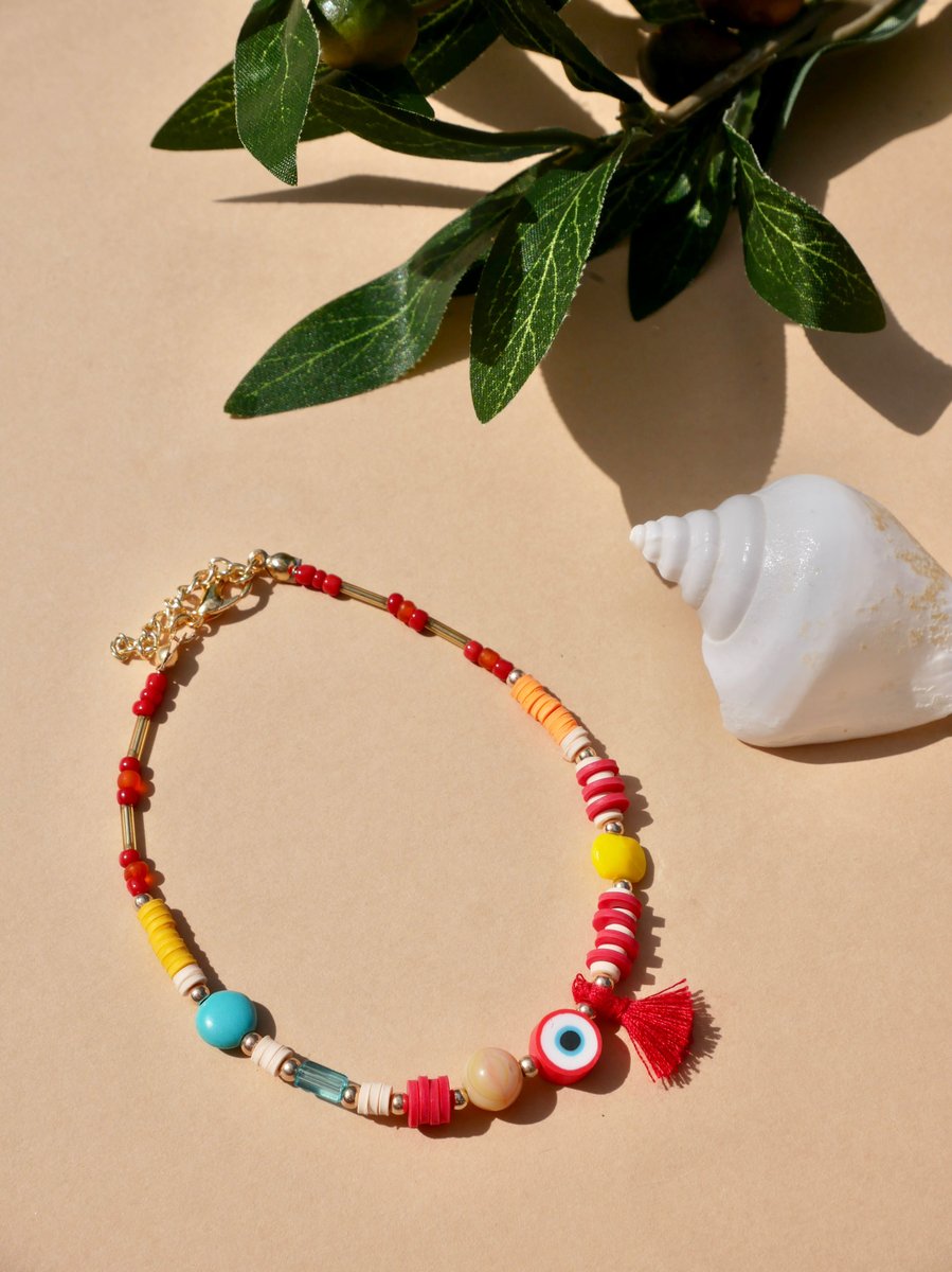 Candy Evil Eye Bracelet Red Beaches & Cream