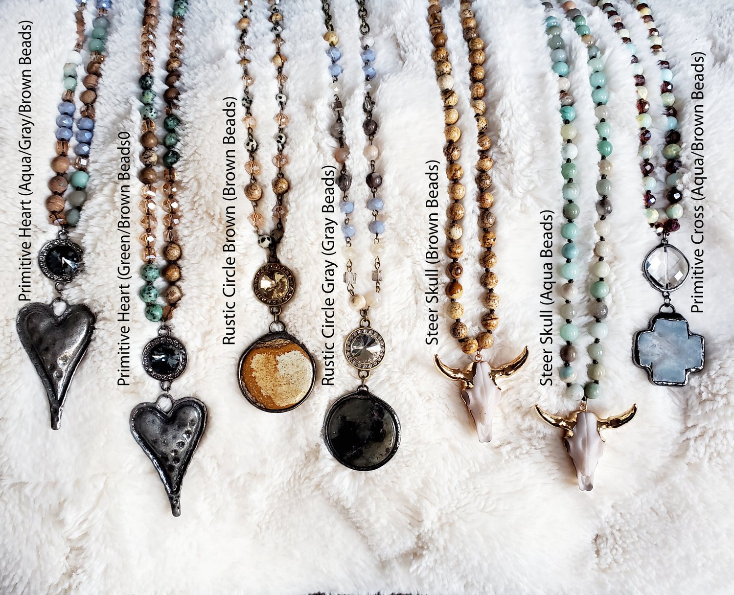 Image of Beautiful Beaded Necklaces, Long Length, Boho, Classic, Western- 7 Styles