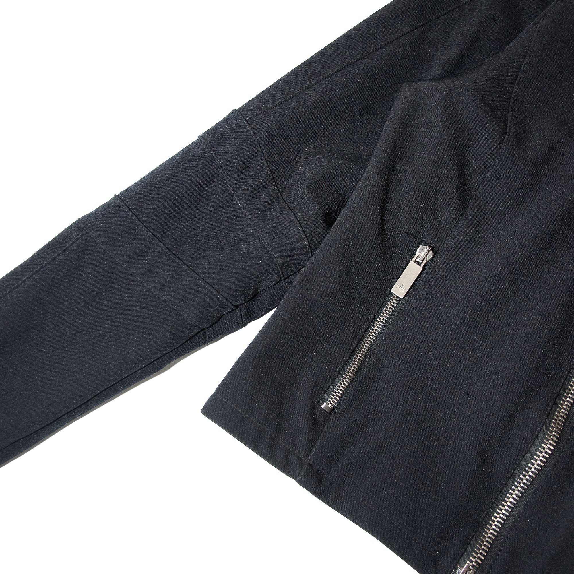 Image of Gucci by Tom Ford 1998 Black Nylon Biker Jacket 
