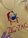 70s hand embroidered ZIG ZAG rolling paper tee
