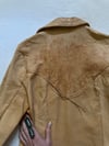 early 1970s burned floral leather jacket with horn buttons