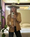 early 1970s burned floral leather jacket with horn buttons