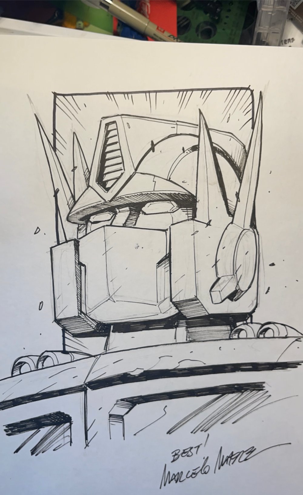 Transformers Optimus Prime G1 Sketch  Signed 