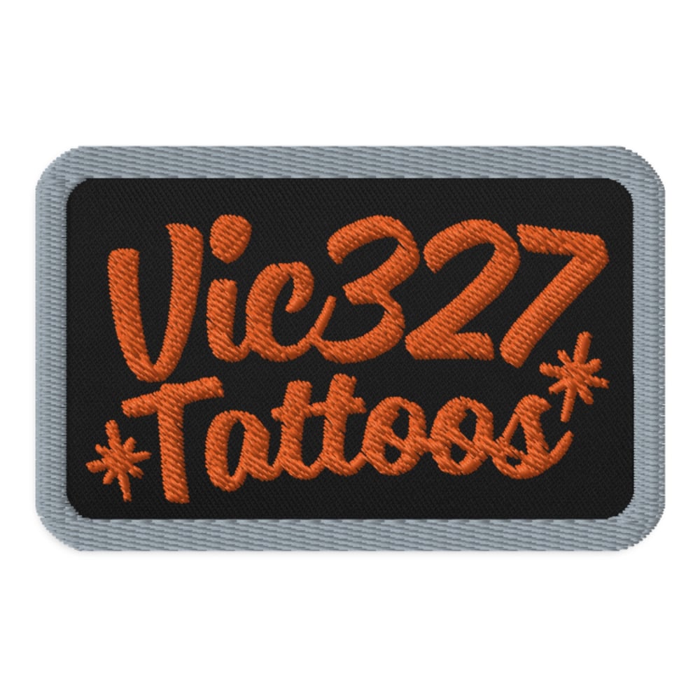 Name patch ORANGE AND GREY VIC327 TATTOOS Embroidered patches