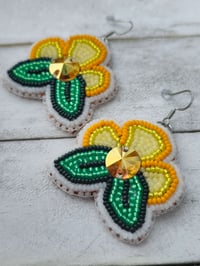 Image 2 of Yellow floral S brand crystal earrings 