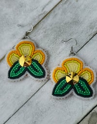 Image 1 of Yellow floral S brand crystal earrings 