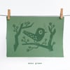 Blackbird - A5 BLOCK PRINT - GREEN PAPER
