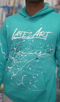 Image 1 of Teal -Layes Art Splatter Hoodie 
