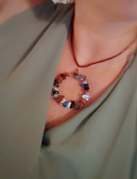 Image of Circle of Life Crystal Necklace, Boho Necklace, Assorted crystal Choker
