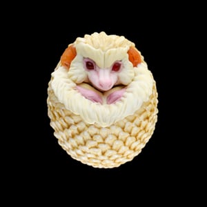 Image of XXXL. 3D Balled Up Albino Hedgehog - Flamework Glass Sculpture