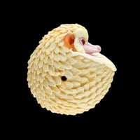 Image 3 of XXXL. 3D Balled Up Albino Hedgehog - Flamework Glass Sculpture