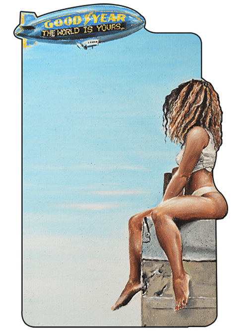 Image of The World is Yours by Jeremy worst adult goodyear blimp art wall sexy building landscape rooftop