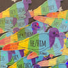 Pronoun Pigeon Glitter Vinyl Waterproof 3" LGBTQ2S Rainbow Sticker
