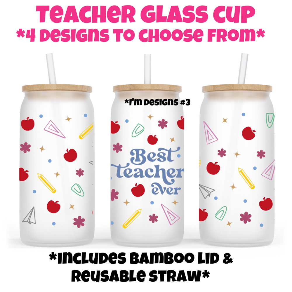 Image of Teacher Glass Cup🍎