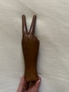 70s dark wood TALL hand carved PEACE statue #8