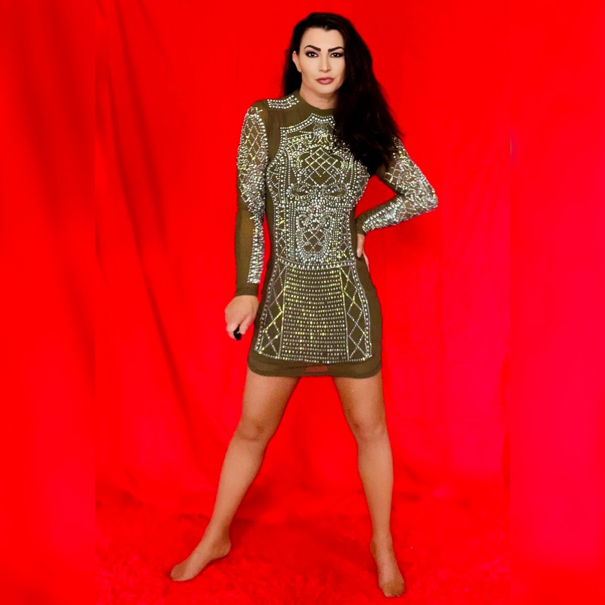 Worn Bling Studded Dress + Free Signed 8x10 | Lisa Marie Varon Worn Bling Studded Dress + Free Signed 8x10 | Lisa Marie Varon