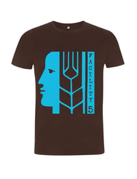 Image 1 of Facility 5  organic cotton climate neutral short sleeve shirts _Brown & turquoise 
