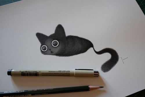 Image of Flying kitty original drawing 