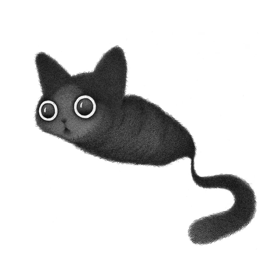 Image of Flying kitty original drawing