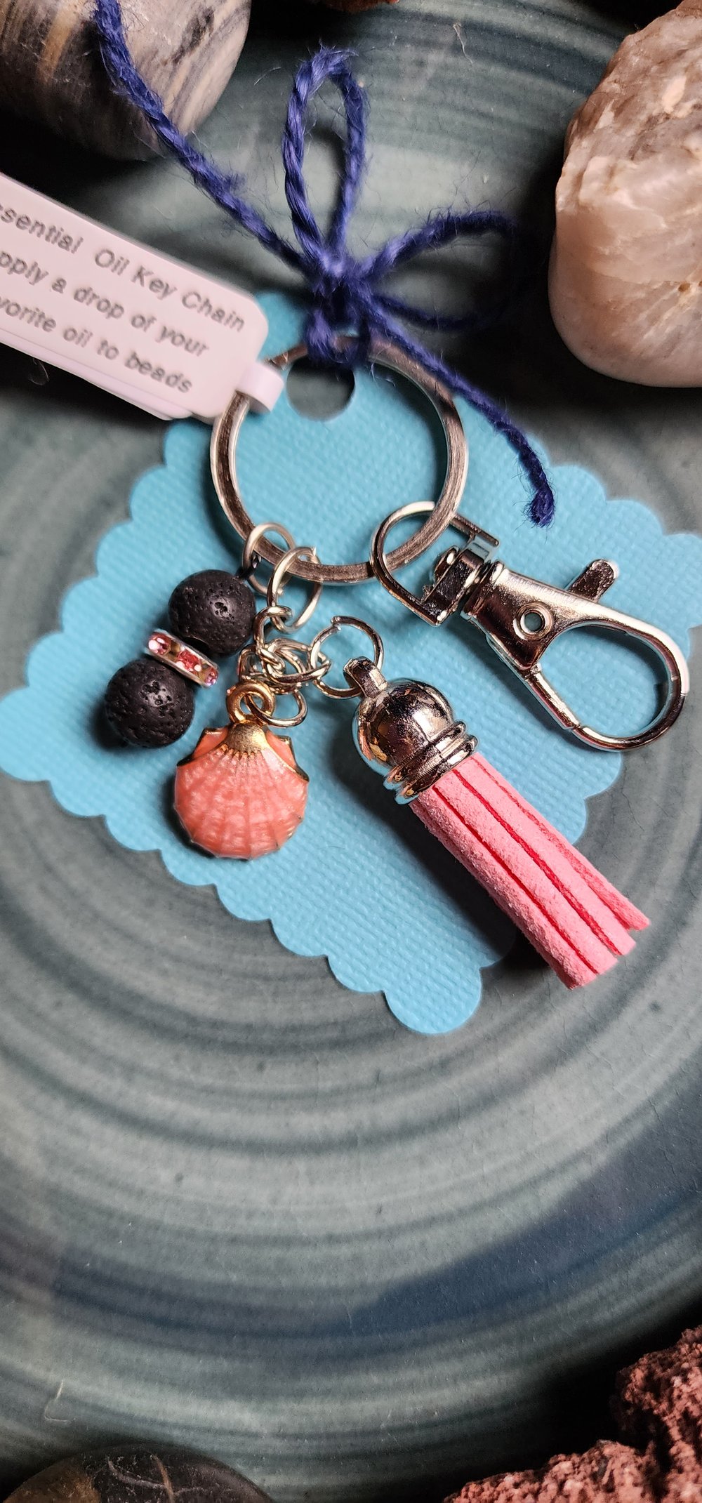 Image of Essential Oil Key Fob/Zipper Pull Light Pink Tassel 