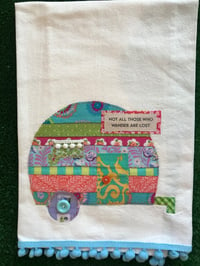 Image 2 of Flour Sack Towel, Pieced Camper Towel, Pink, Blue, Green, Lilac