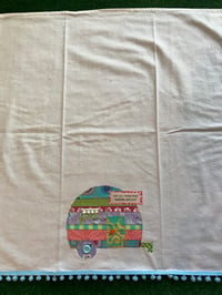 Image 4 of Flour Sack Towel, Pieced Camper Towel, Pink, Blue, Green, Lilac