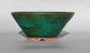 Round bonsai pot in a matte green barium glaze. D.195mm