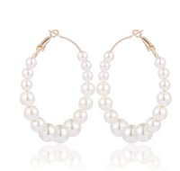 Image 1 of Pearl Hoop Earrings 