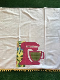 Image 3 of Flour Sack Towel, Magenta Mixer, Bright Green, Blue and Pink Fabric