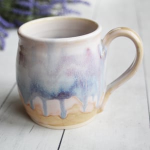 Image of Soft Pastel Glazed Pottery Mug, 14 Oz. Coffee Cup, Made in USA