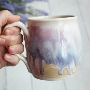 Image of Soft Pastel Glazed Pottery Mug, 14 Oz. Coffee Cup, Made in USA